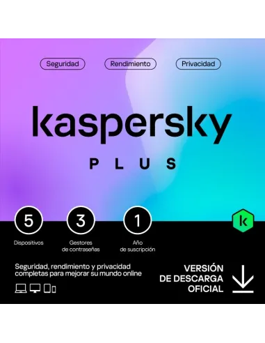 Kaspersky Plus 5 Dispositivos 1 Año Licencia Electrónica (ESD)