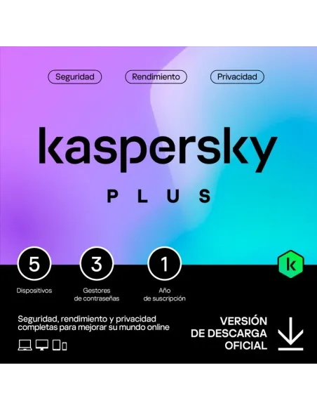 Kaspersky Plus 5 Dispositivos 1 Año Licencia Electrónica (ESD)