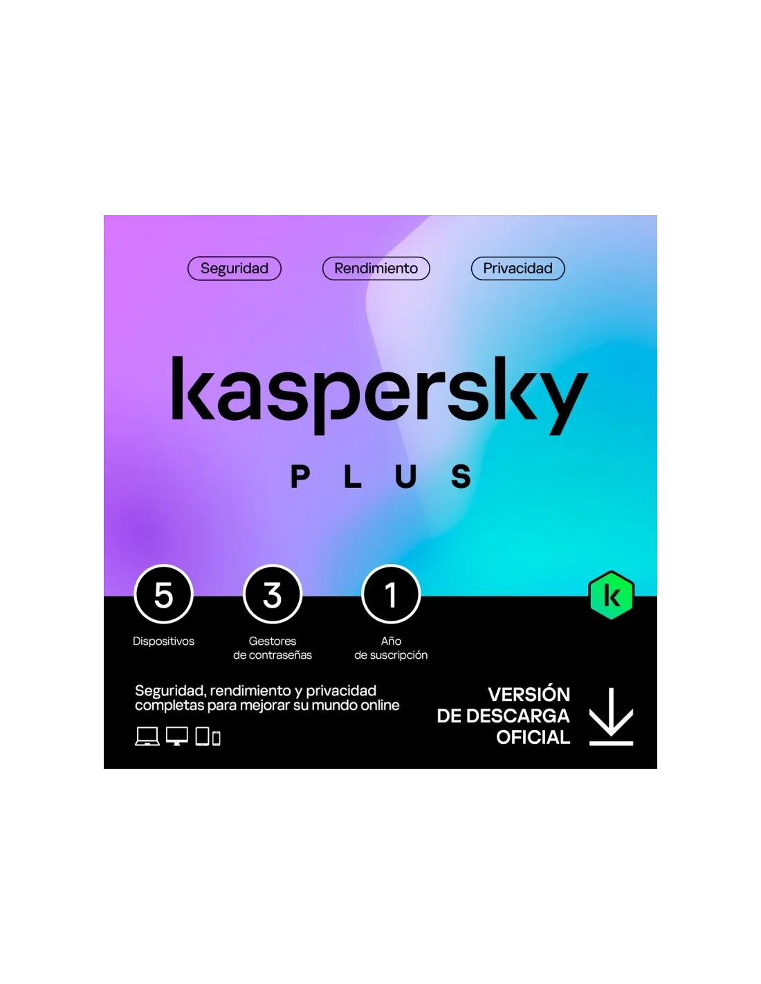 Kaspersky Plus 5 Dispositivos 1 Año Licencia Electrónica (ESD)