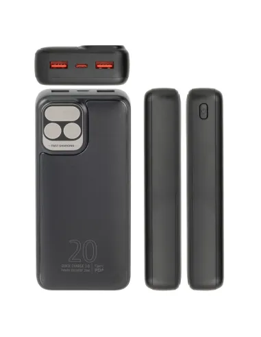 Rivacase VA2521 Powerbank 20000 mAh Pantalla LCD Carga Rápida 20W Negro