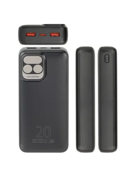 Rivacase VA2521 Powerbank 20000 mAh Pantalla LCD Carga Rápida 20W Negro