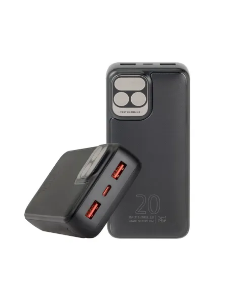 Rivacase VA2521 Powerbank 20000 mAh Pantalla LCD Carga Rápida 20W Negro