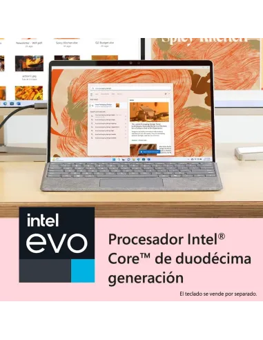 Microsoft Surface Pro 9 Intel Evo Core i5-1235U/8GB/256GB SSD/13" Táctil Platino W11Home