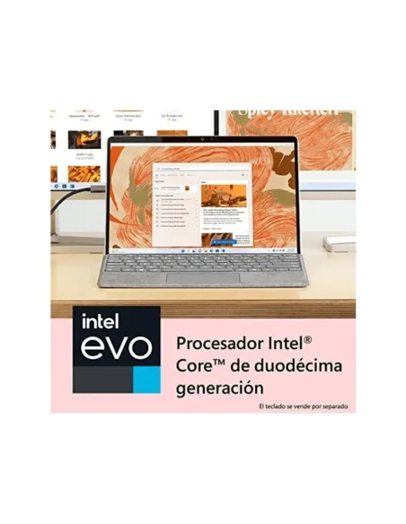 Microsoft Surface Pro 9 Intel Evo Core i5-1245U/8GB/256GB SSD/13" Táctil Platino W11Pro