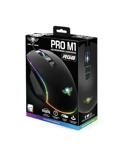 Spirit of Gamer S-PM1 Pro M1 Ratón Óptico Gaming 8000 DPI Negro