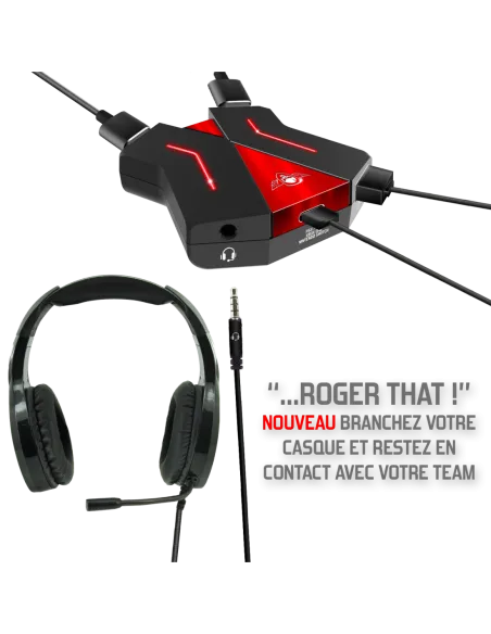 Spirit of Gamer SOG-CONV2 HUB USB-C/USB-A/3,5 mm 4 Puertos 25 cm Negro y Rojo