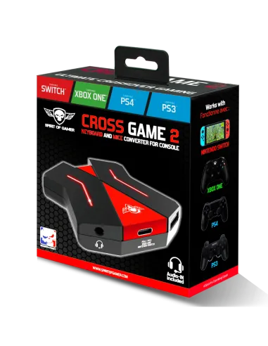 Spirit of Gamer SOG-CONV2 HUB USB-C/USB-A/3,5 mm 4 Puertos 25 cm Negro y Rojo