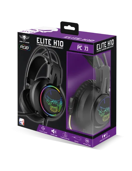 Spirit of Gamer MIC-EH10 Elite H10 RGB Negro