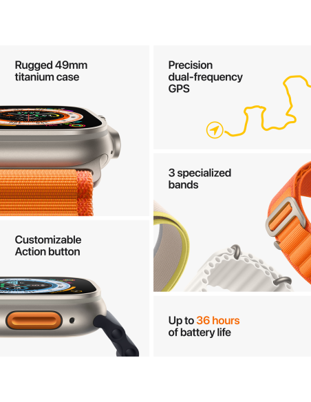 Apple Watch MQFW3TY/A Ultra LTE Titanio Correa Trail Loop Negra/Gris