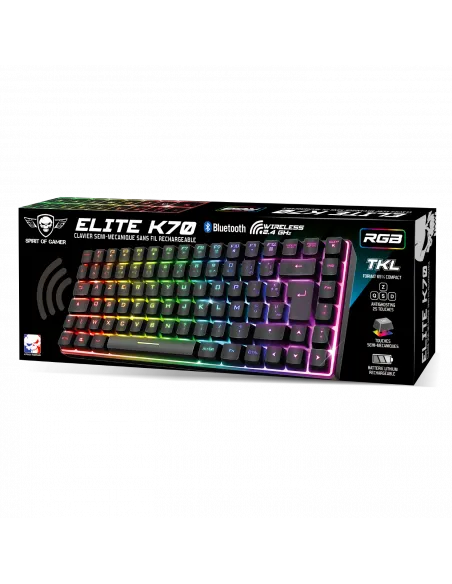 Spirit of Gamer CLA-EK70ES Teclado Semi-Mecánico RGB Inalambrico