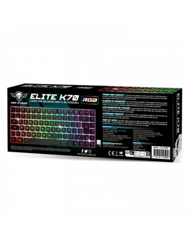 Spirit of Gamer CLA-EK70ES Teclado Semi-Mecánico RGB Inalambrico