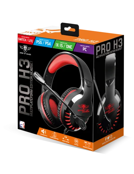Spirit of Gamer PRO-H3 Auriculares Gaming Rojos