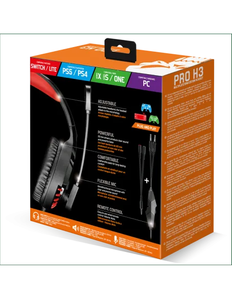 Spirit of Gamer PRO-H3 Auriculares Gaming Rojos