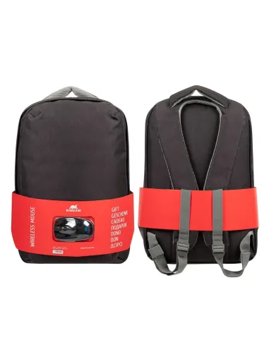 Rivacase 7563 Mochila para Portátil hasta 15,6" + Ratón Inalámbrico Negro