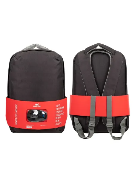 Rivacase 7563 Mochila para Portátil hasta 15,6" + Ratón Inalámbrico Negro