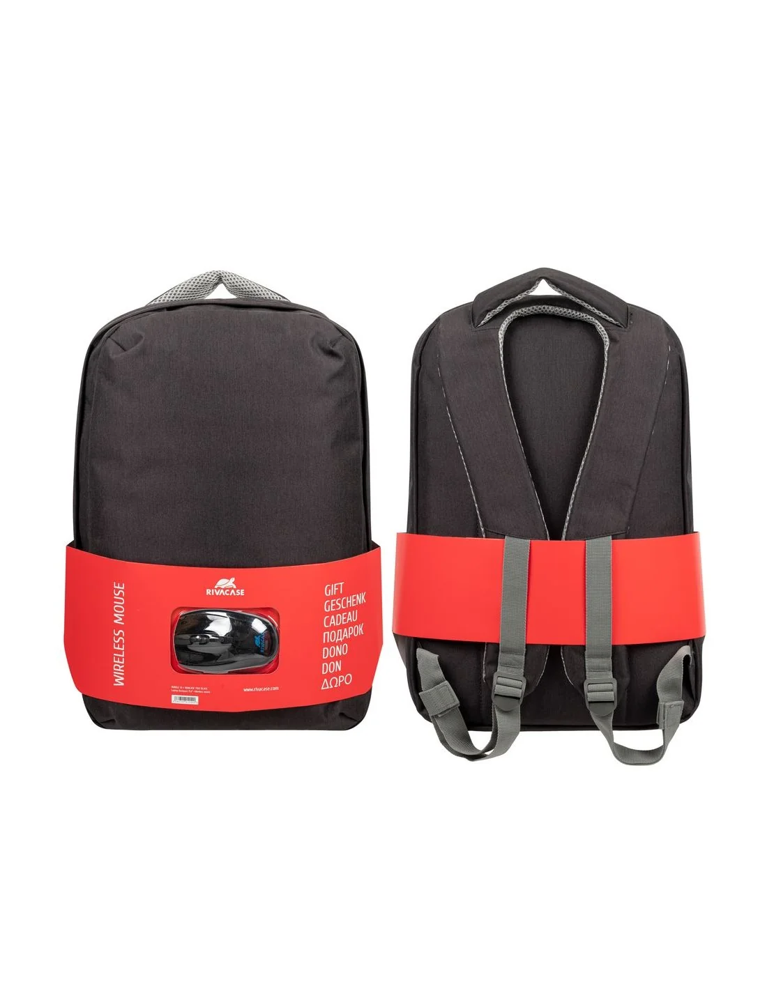 Rivacase 7563 Mochila para Portátil hasta 15,6" + Ratón Inalámbrico Negro