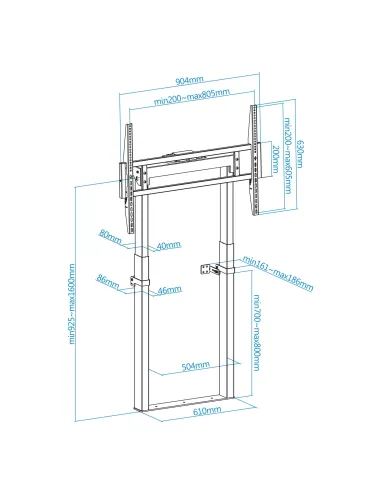 TooQ FSM01-B TITAN Soporte de Suelo Fijo con Regulación Eléctrica de Altura 55 - 100" Máx. 120Kg Negro