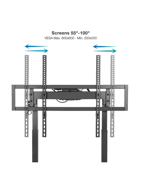 TooQ FSM02-B LUX Soporte de Suelo con Ruedas y Regulación Eléctrica de Altura 55 - 100" Máx. 120Kg Negro