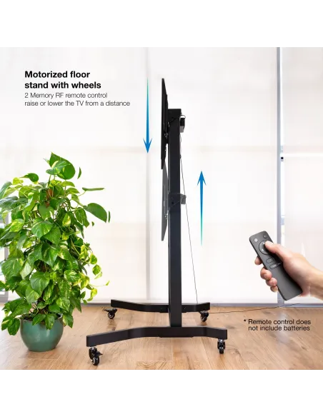 TooQ FSM02-B LUX Soporte de Suelo con Ruedas y Regulación Eléctrica de Altura 55 - 100" Máx. 120Kg Negro