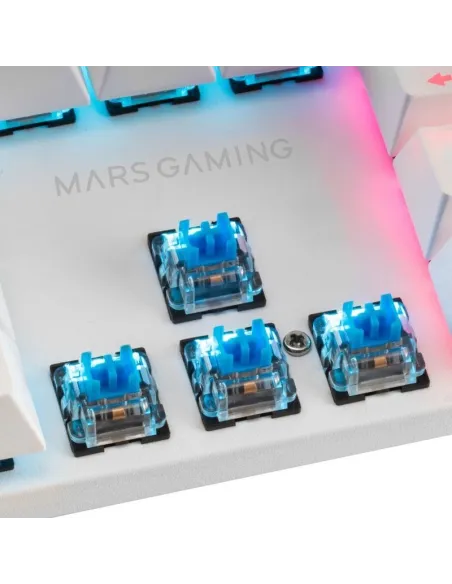Mars Gaming MK422WBES Teclado Mecánico Blanco RGB Switch Azul
