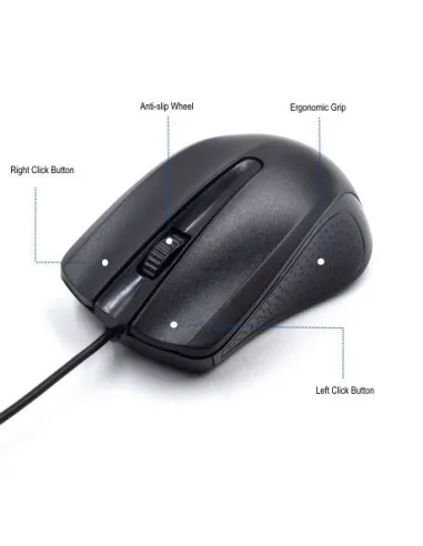 Ewent EW3300 Ratón Óptico Ambidextro USB 1000DPI Negro