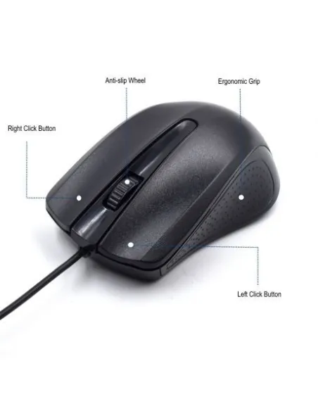 Ewent EW3300 Ratón Óptico Ambidextro USB 1000DPI Negro