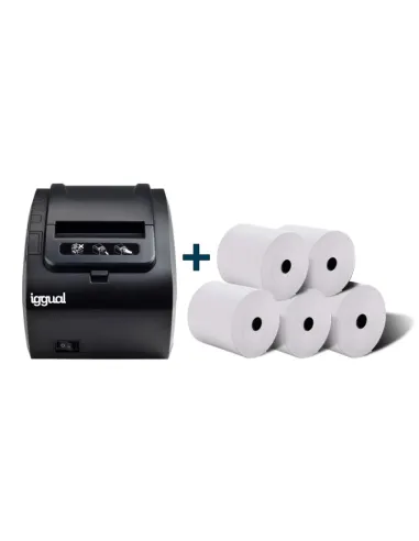 Iggual TP8002 Impresora de Tickets Térmica USB + Ethernet + 5 Rollos