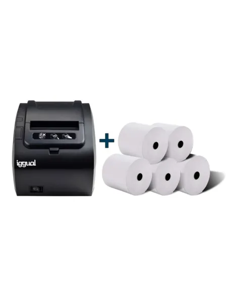 Iggual TP8002 Impresora de Tickets Térmica USB + Ethernet + 5 Rollos