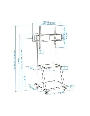 TooQ FS20100M-B Soporte de Suelo para Monitor/TV 37 - 100" Máx. 150Kg Negro