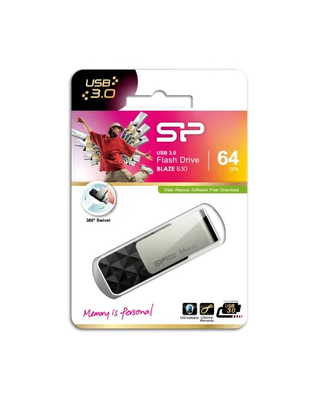 Silicon Power Blaze B30 Pendrive USB 3.2 64 GB Negro