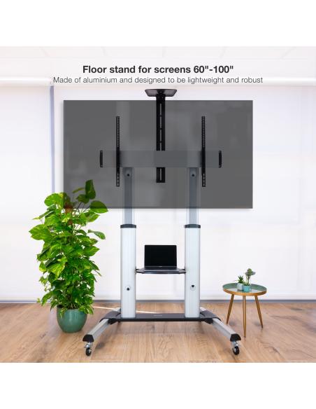 TooQ FS20300M-B Soporte de Suelo con Ruedas para Pantallas de 60 - 100"  Máx. 100 Kg Aluminio
