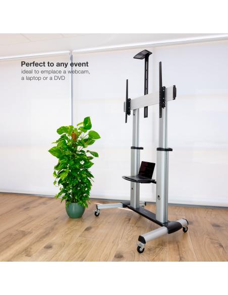 TooQ FS20300M-B Soporte de Suelo con Ruedas para Pantallas de 60 - 100"  Máx. 100 Kg Aluminio