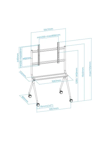 TooQ FS20205M-B Soporte de Suelo con Ruedas para Pantallas 50 - 86" Máx. 120 Kg Gris