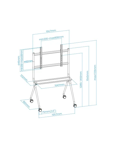 TooQ FS20205M-B Soporte de Suelo con Ruedas para Pantallas 50 - 86" Máx. 120 Kg Gris