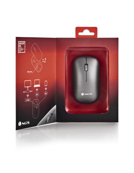 NGS Snoop-RB Ratón Ambidiestro 2400 DPI Gris
