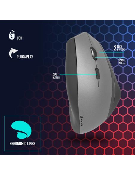 NGS EVOZEN Ratón Ergonómico Vertical Inalámbrico 1600 DPI