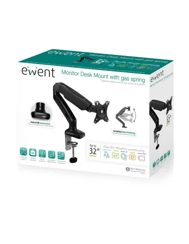 Ewent EW1515 Soporte de Escritorio para Monitor/TV 27" Máx. 6.5Kg Negro