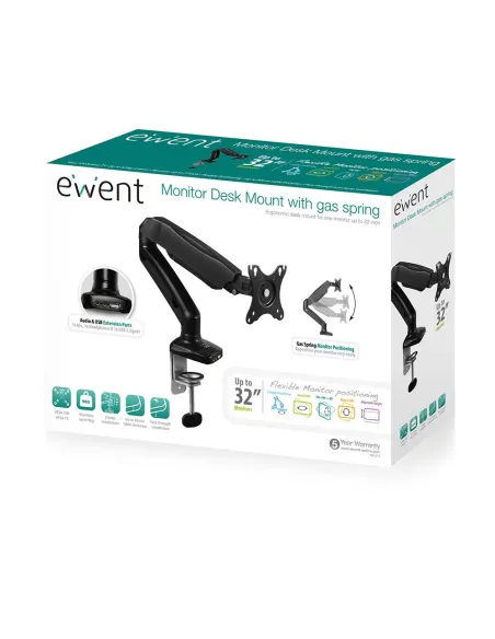 Ewent EW1515 Soporte de Escritorio para Monitor/TV 27" Máx. 6.5Kg Negro