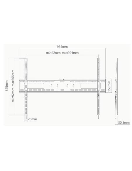 Ewent EW1504 Soporte de Pared Fijo de Alta Resistencia XXL TV 60 - 100" Máx. 75Kg Negro