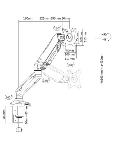 Equip 650120 Soporte de Mesa Inclinable para Monitor Interactivo 13 - 27" Máx. 9Kg Negro