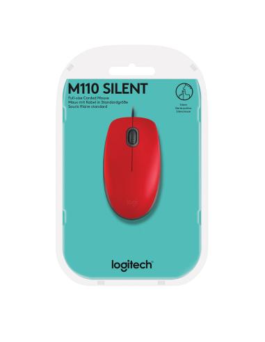 Logitech M110 Ratón USB 1000DPI Rojo