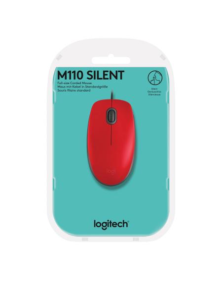 Logitech M110 Ratón USB 1000DPI Rojo