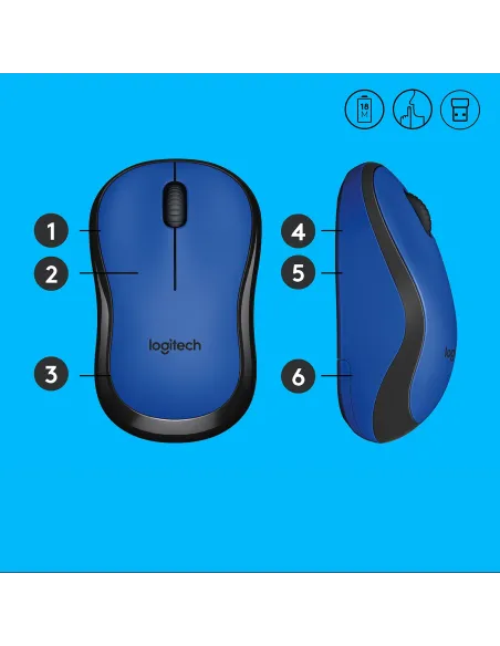 Logitech 910-004879 M220 Silent Ratón Inalámbrico 1000DPI Azul