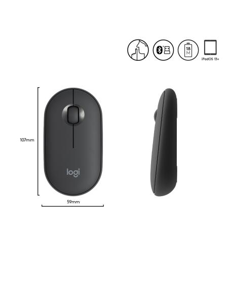 Logitech 910-005718 Pebble M350 Ratón Óptico Inalámbrico Grafito