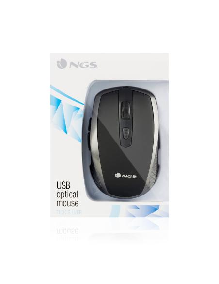 NGS TICKSILVER Ratón Óptico 1600DPI Plata
