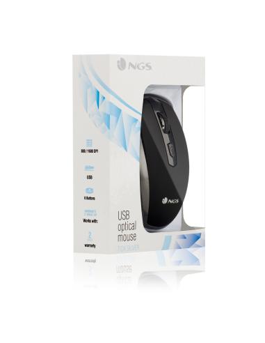 NGS TICKSILVER Ratón Óptico 1600DPI Plata