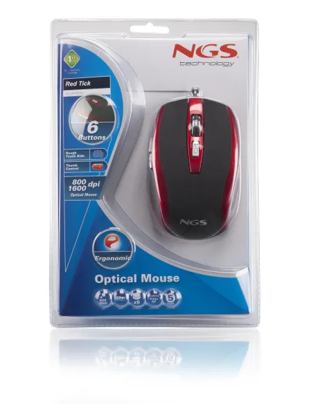 NGS REDTICK Ratón 1600 DPI Rojo