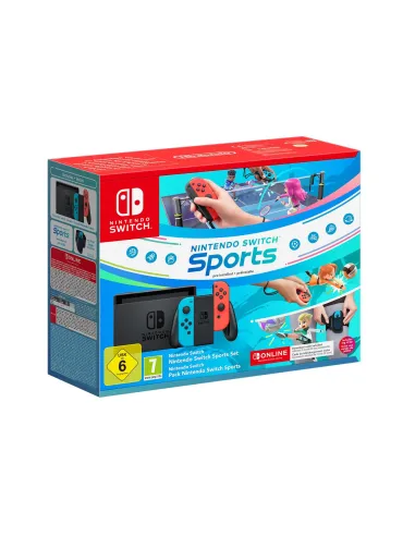 Nintendo Switch Azul/Rojo + Switch Sports + Cinta pierna + Suscripción 3 meses Online