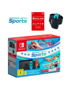 Nintendo Switch Azul/Rojo + Switch Sports + Cinta pierna + Suscripción 3 meses Online