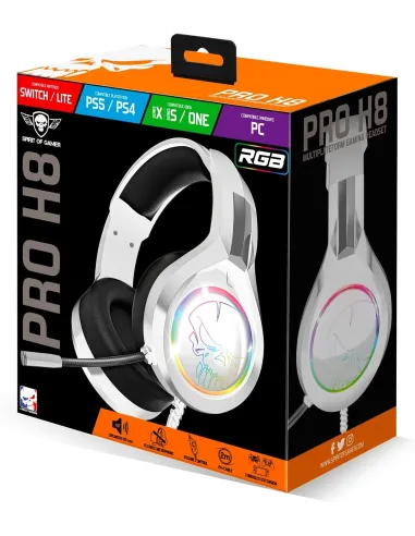 Spirit of Gamer PRO-H8 Auriculares Gaming RGB Blanco